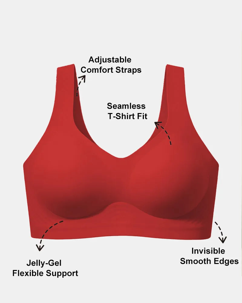 Holiday Special Red Seamless Jelly Wireless T-Shirt Bra