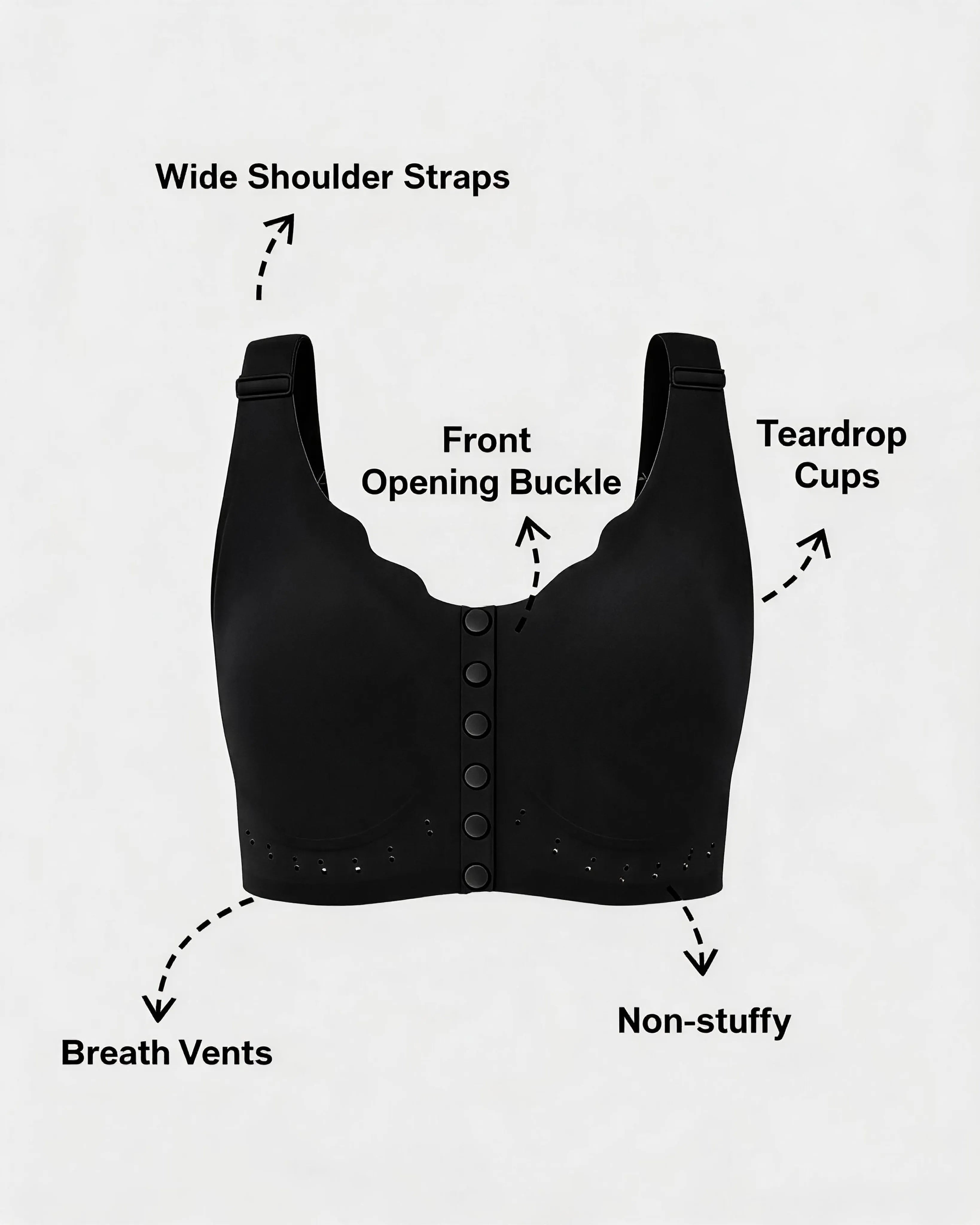 Soutien-gorge grande taille sans armatures avec fermeture devant pour un confort optimal