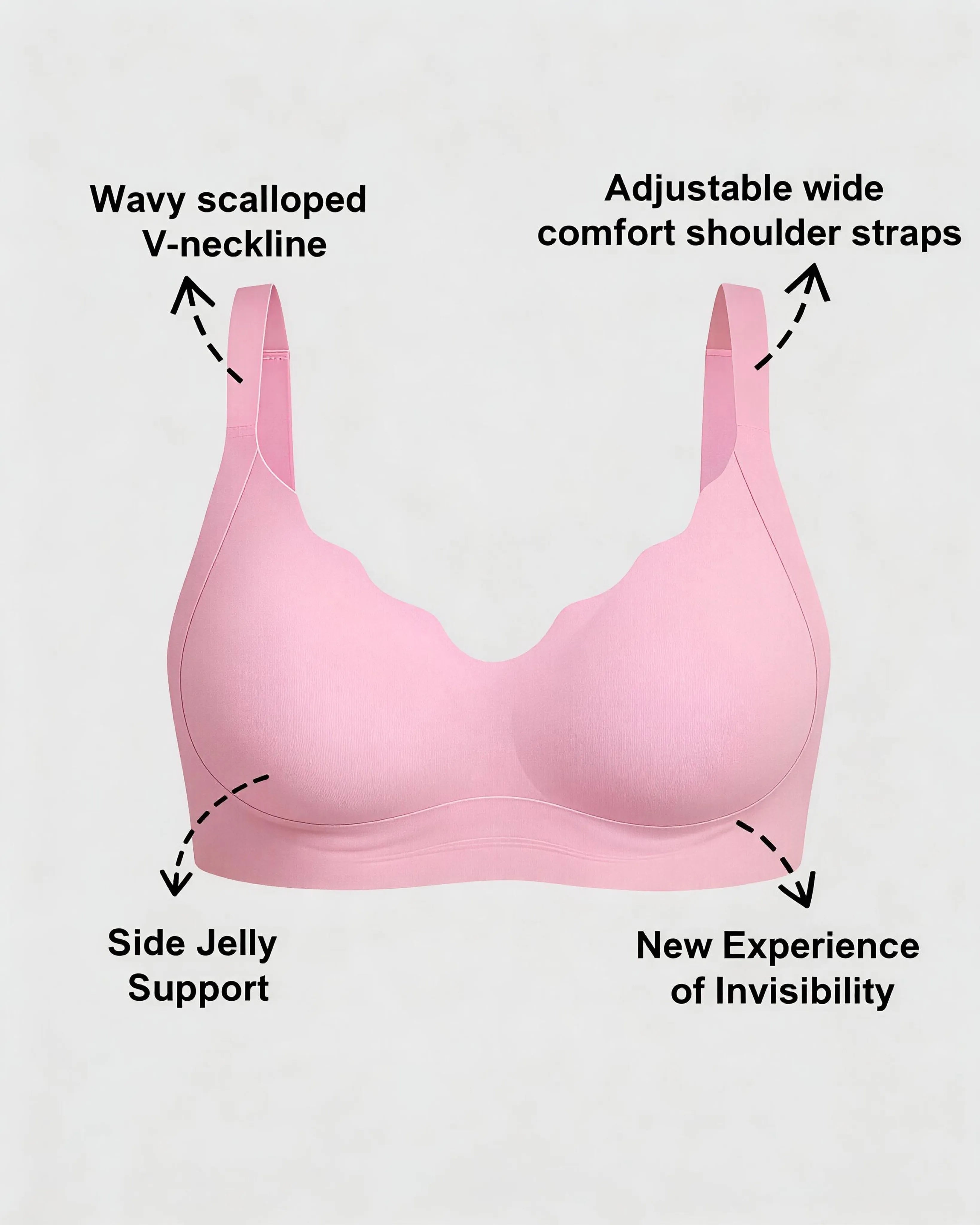 Soutien-gorge sans armatures avec encolure en V festonnée
